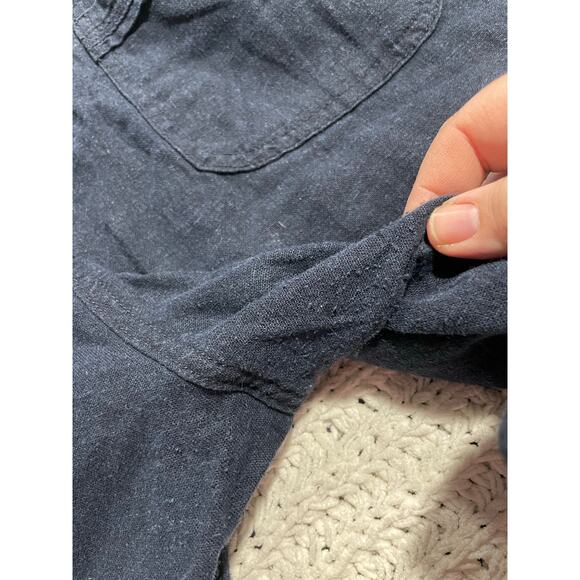 Mia & Tess Linen Pull On Pants Wide Leg Cropped Womens Size Large Navy Blue - Picture 10 of 10